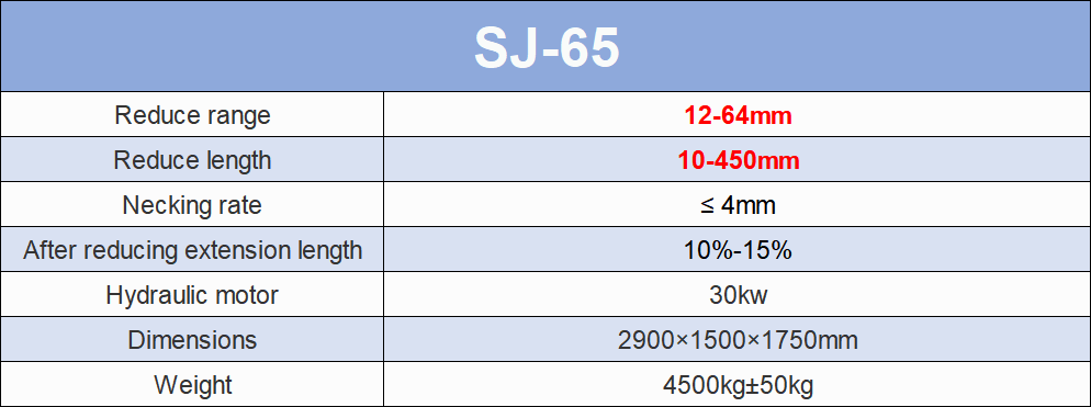 Sj-65-Diameter-Reducing-Machine-Specifications